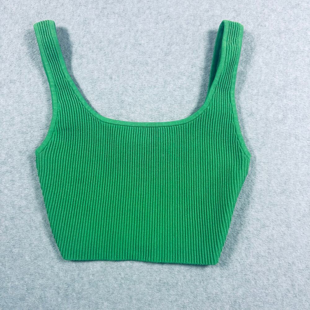 Babaton Sculpt Knit Cropped Tank Top Women's Size XS Kelly Green Square Neck
